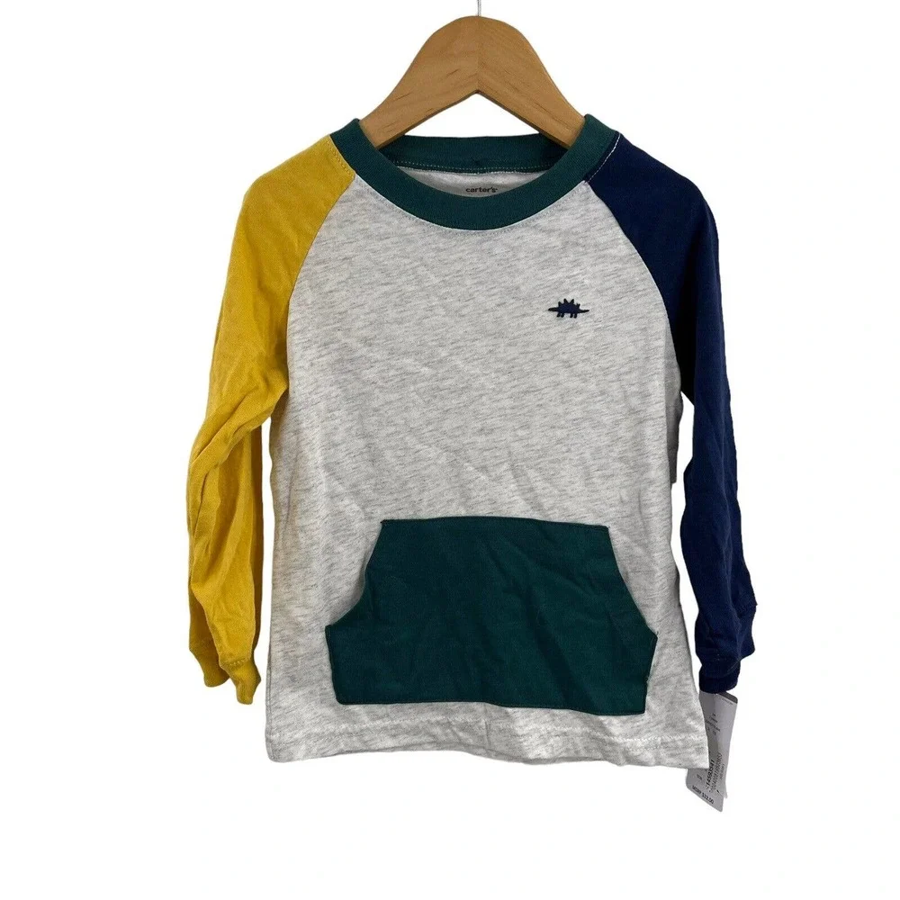 Carters Long Sleeve Color lock Dinosaur Tee‎ 2T New